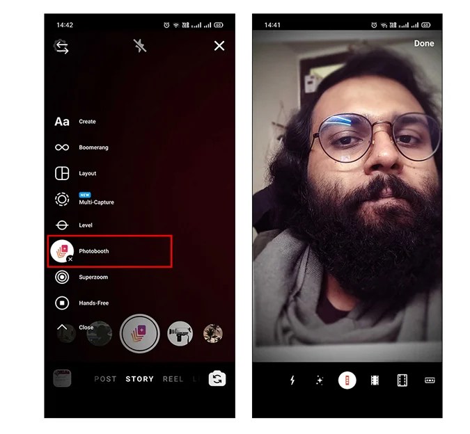 Opción de Fotobooth de Instagram