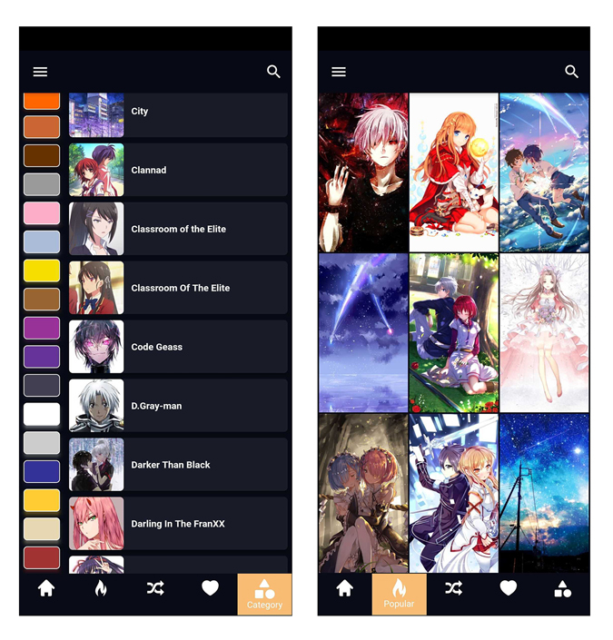 Aplicación de papel tapiz de anime