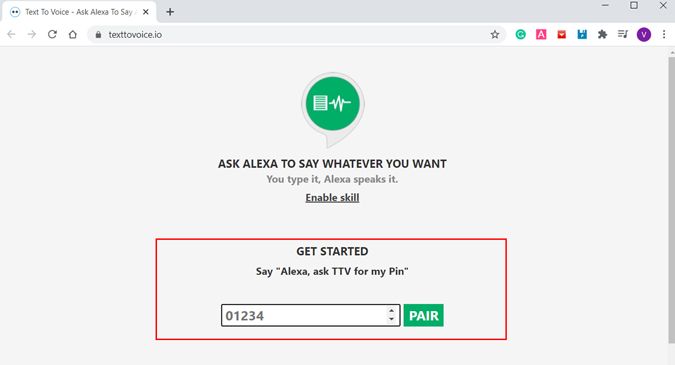 Abrir texto al sitio web de Voice