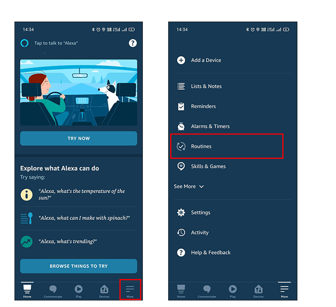 Explorar la sección de rutina de Alexa en la aplicación Alexa aprovechando más 