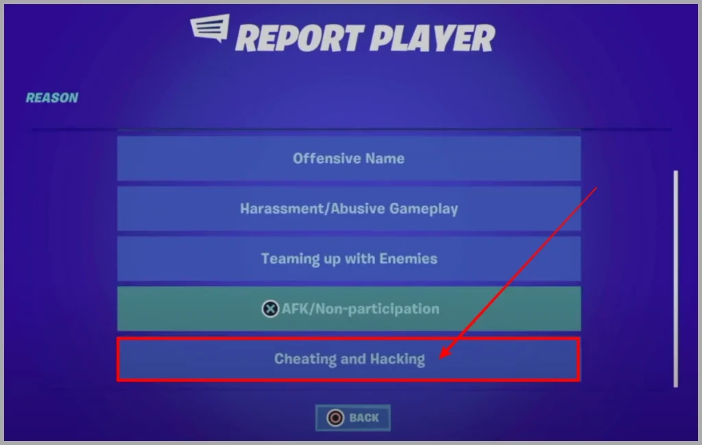 Cómo informar a los tramposos en Fortnite Competitive