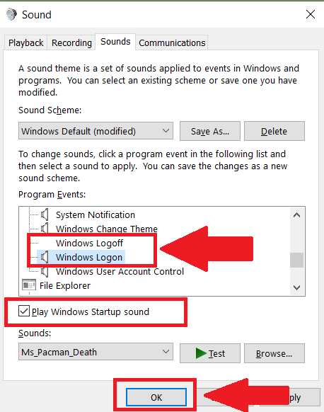 Registro Editor Cambiar el sonido de inicio de sesión de Windows