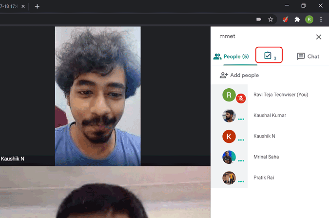 Reunir ícono de asistencia en Google Meet