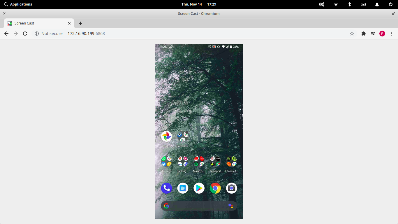 Refirma de la pantalla de Android en Linux Laptop