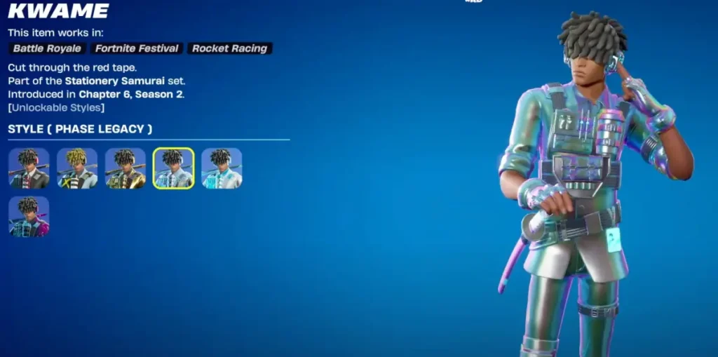 Variaciones de estilo heredado de la piel de Fortnite Kwame