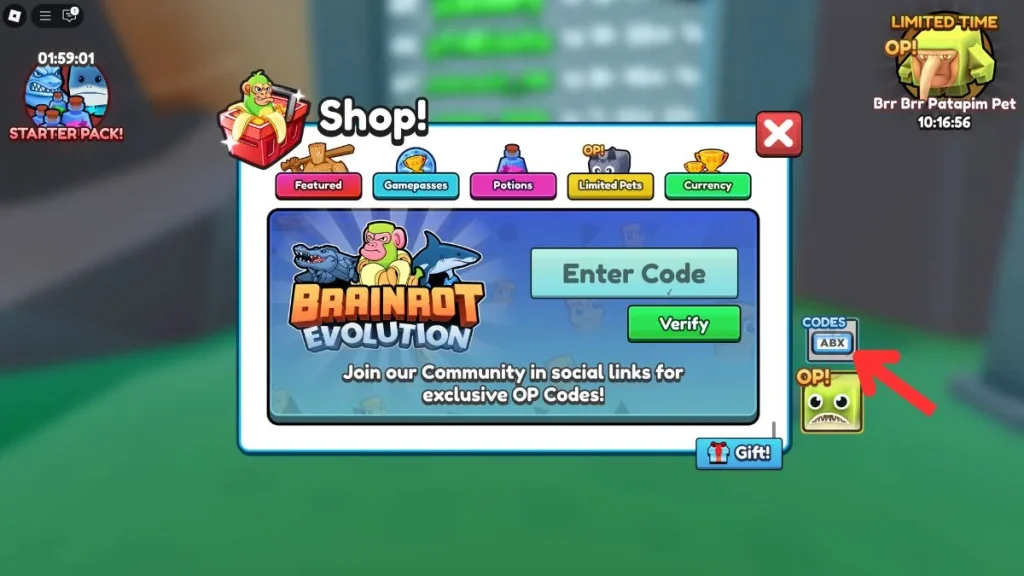 redimir los códigos de evolución de Roblox Brainrot