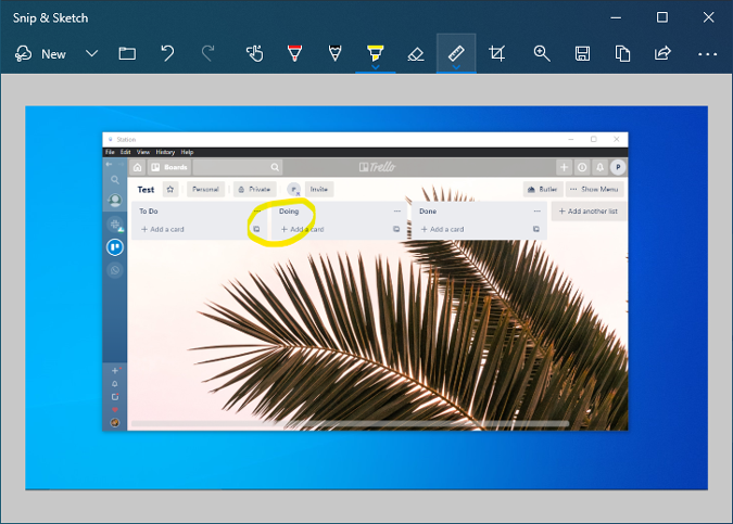 Anotar Snip de pantalla con Snip y Sketch App
