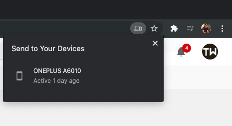 Enviar páginas de Chrome a cualquier dispositivo