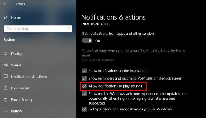 Deshabilitar el sonido del banner de notificación para todas las aplicaciones