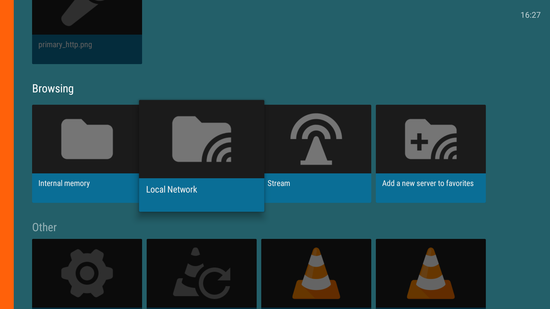 Carpeta de red local en la aplicación VLC Media Player en Android TV