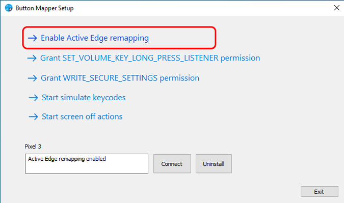 Habilite la aplicación Active Edge en el botón Mapper Mapper Desktop