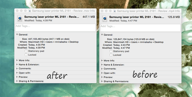 Tamaño del archivo de video Reduce con estrago de mano