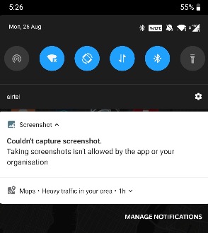 No puedes tomar una captura de pantalla
