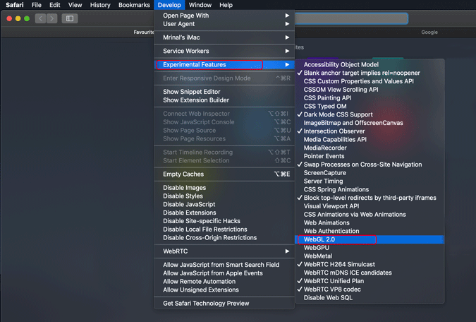 Web-GL-Enable en Safari