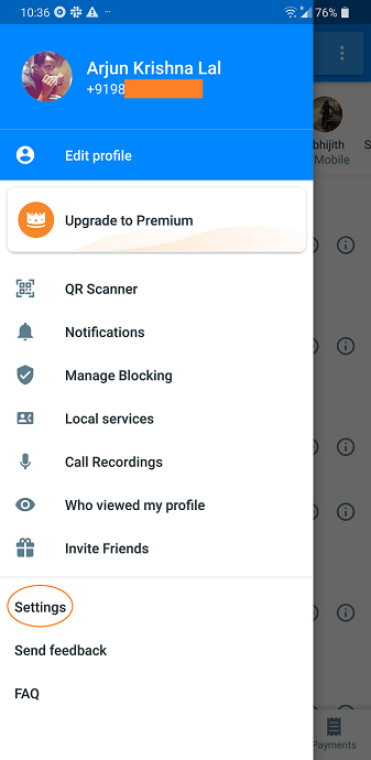 Captura de pantalla de la aplicación Truecaller