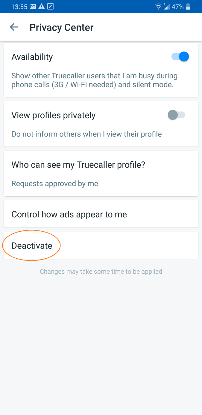 Captura de pantalla de la aplicación Truecaller