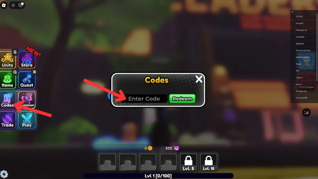 canjear los códigos de Roblox de asedio de anime (1)