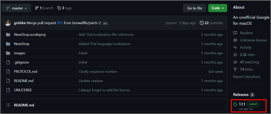 Cerca de cero presente en Github