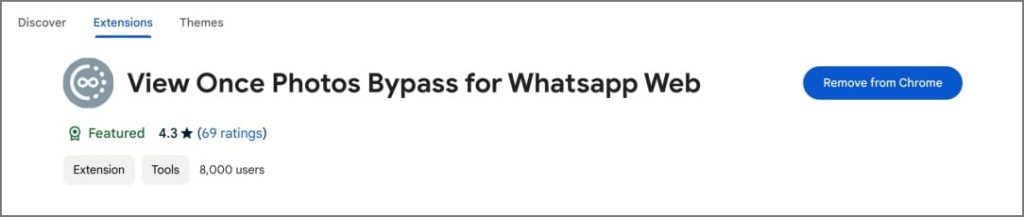 Ver una vez Fotos Bypass para WhatsApp Web