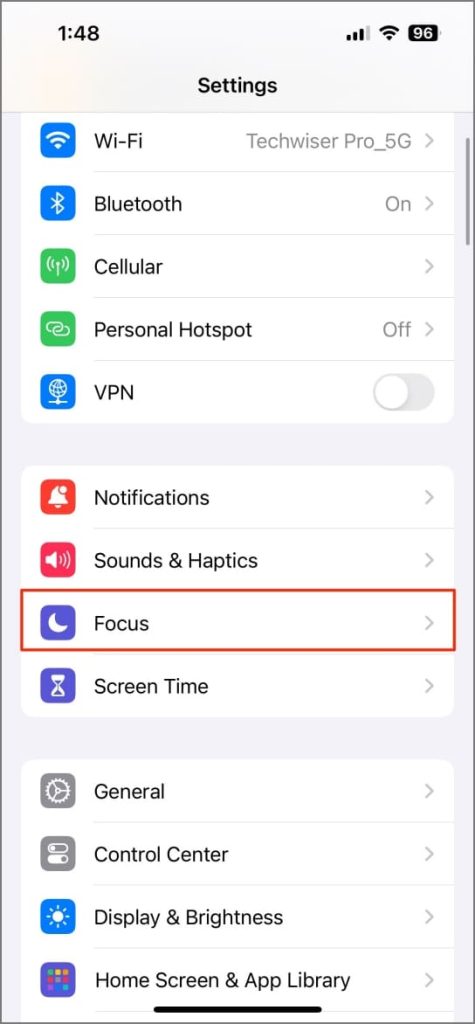 Modo de enfoque en iOS 17 Configuración en iPhone