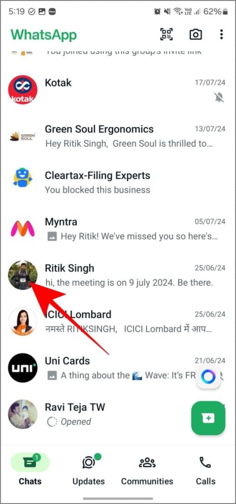 Guardar una foto de perfil de WhatsApp en Android
