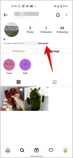 Perfil de Unrestrict Instagram