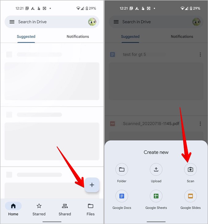 Función de escaneo de Google Drive en Android