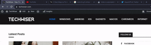 Gesto de trackpad de tres dedos en el navegador Chrome