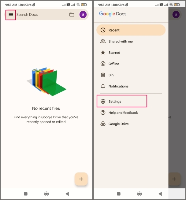 Configuración de Google Docs