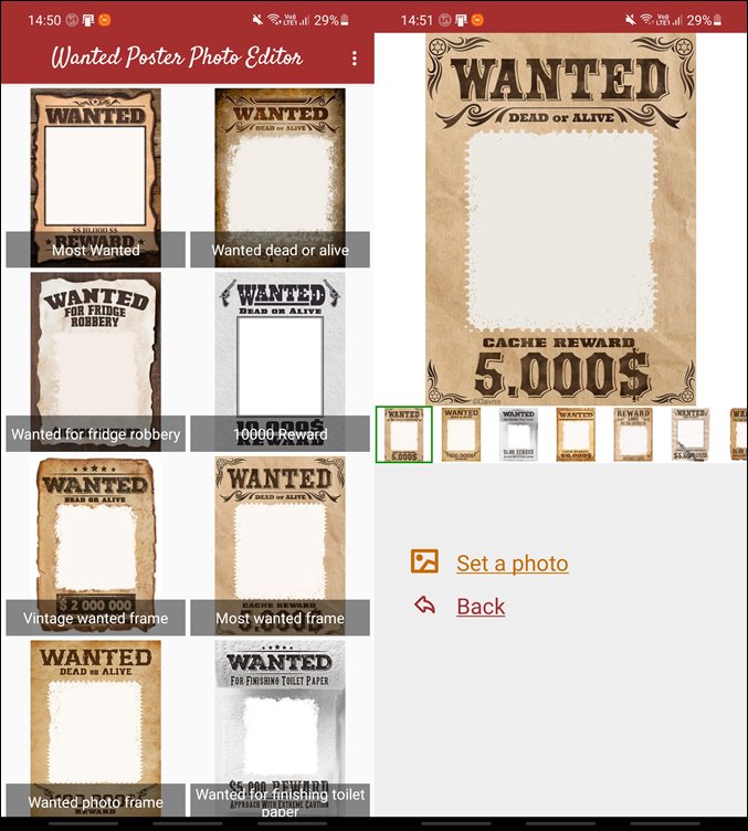 El editor de fotos de póster buscado Android