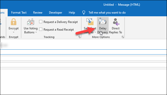Abra la configuración de entrega de retraso en Outlook