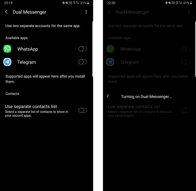 Samsung dual Messagnger