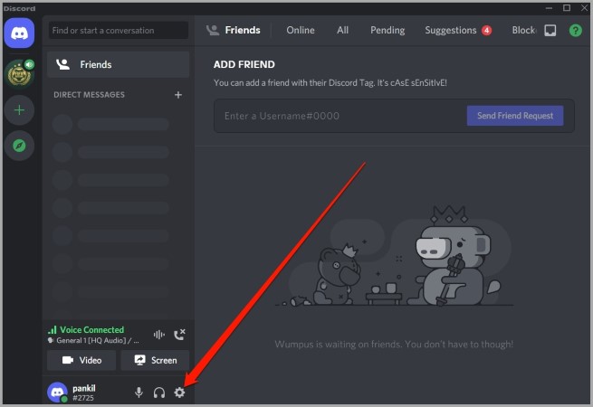 Abrir configuración de discordia
