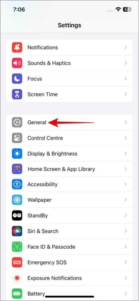 Configuración general en iPhone