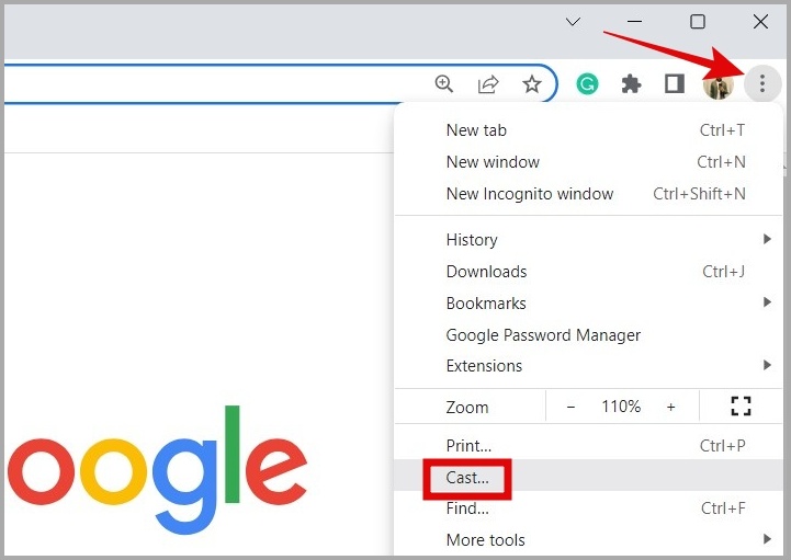 Opción de reparto en Chrome