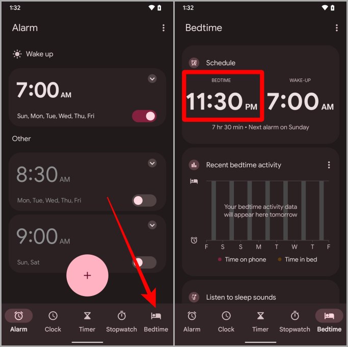 Modo de cama Mode Clock App Pixel Android