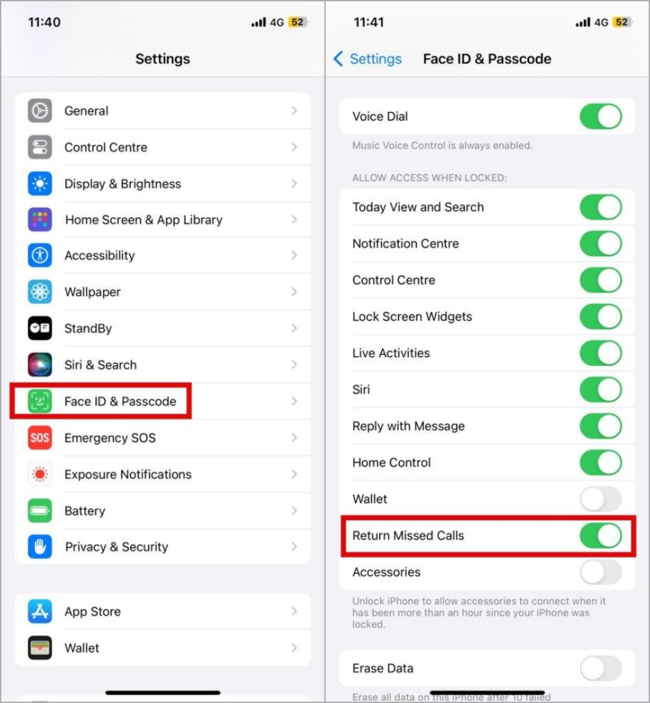 Deshabilitar las llamadas perdidas en iPhone