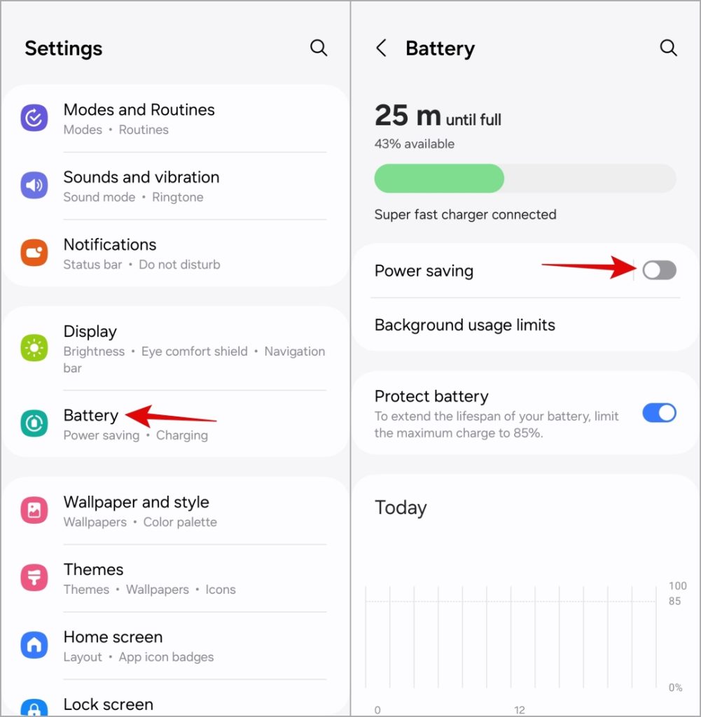 Apague el modo de ahorro de energía en Android