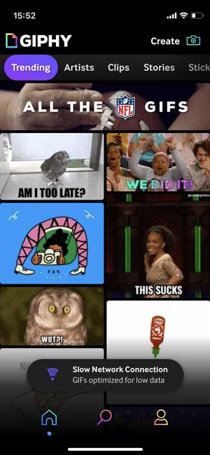 Diseño de Giphy en iPhone