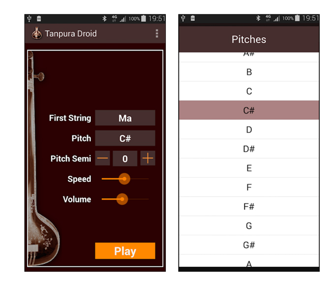 Diseño de la aplicación Tanpura Droid
