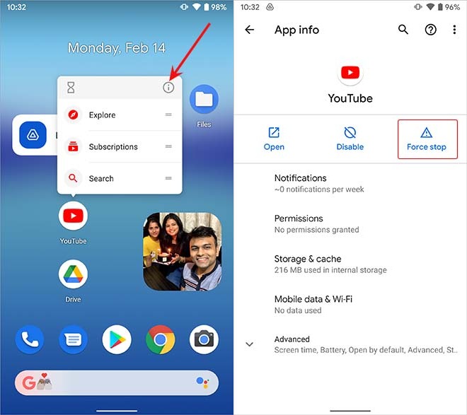 La aplicación de detención de la fuerza en Android