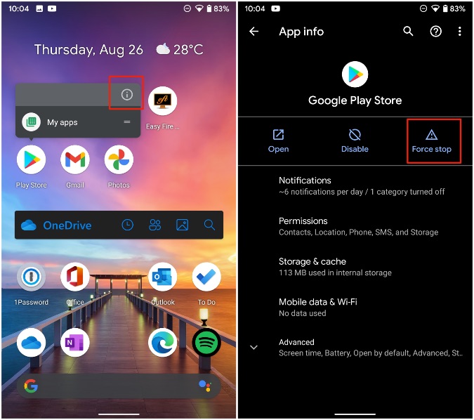 Force Stop Play Store