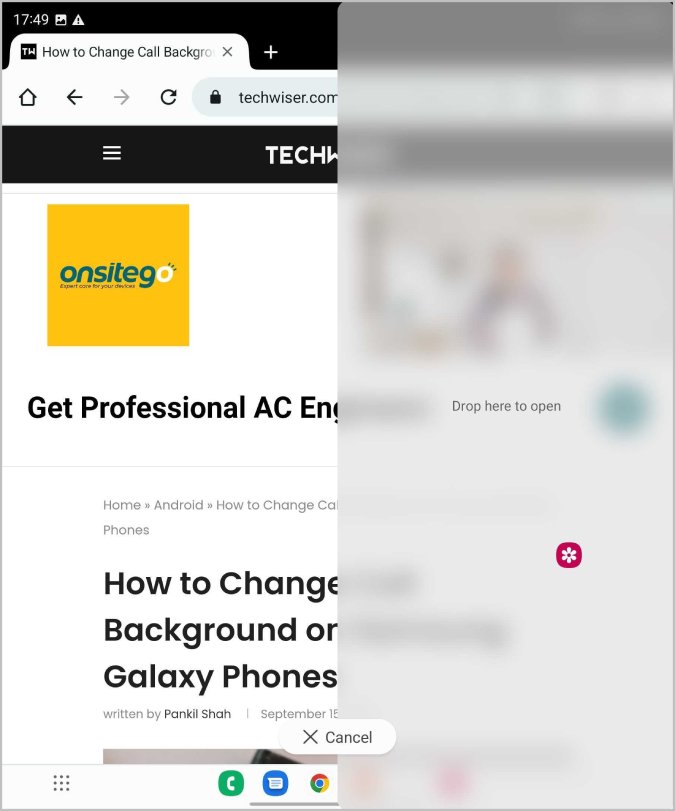 Pantalla dividida desde la barra de tareas en Galaxy Fold