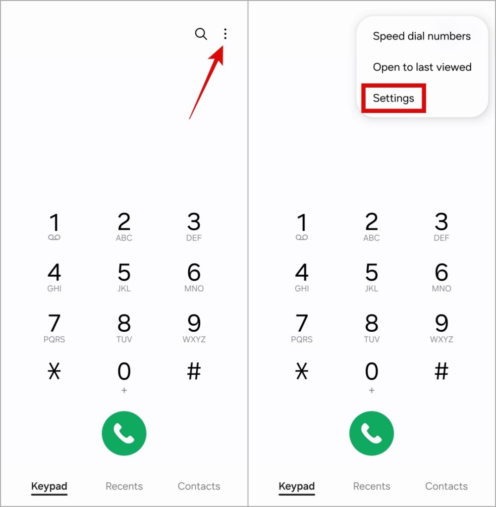 Configuración de la aplicación de teléfono en Samsung Galaxy Teléfono