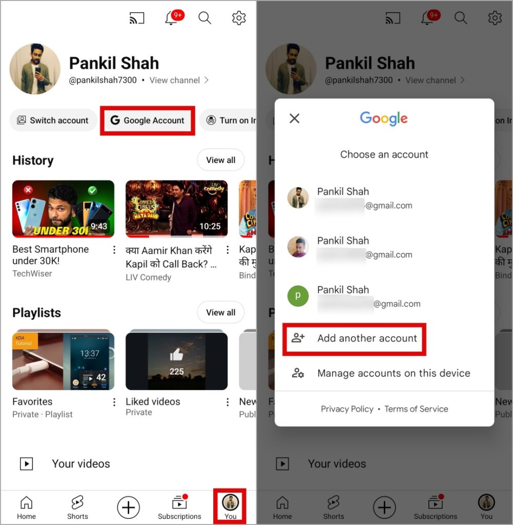 Inicie sesión en la aplicación de YouTube en Android