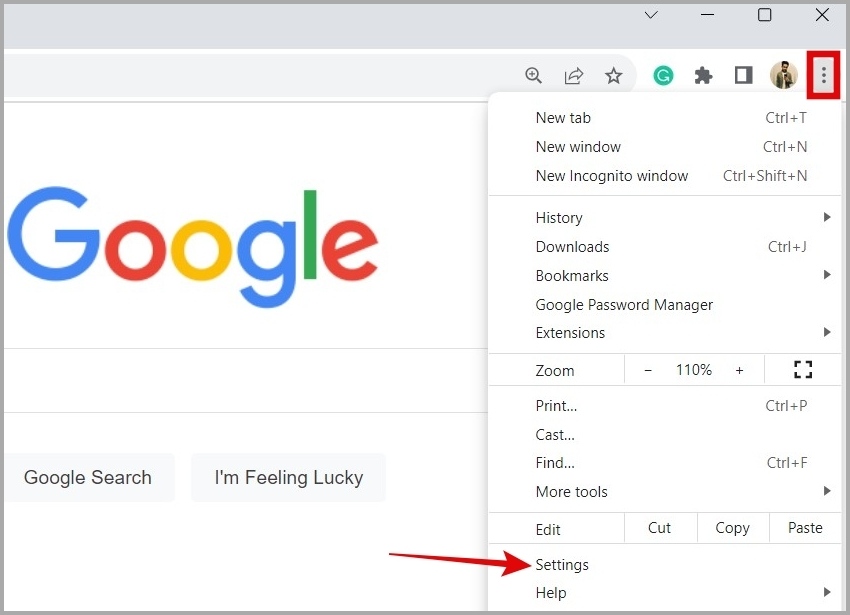 Abra la configuración en Chrome para escritorio