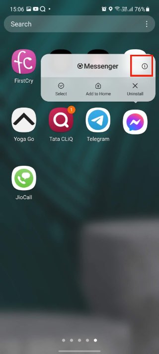 Toque el menú de información