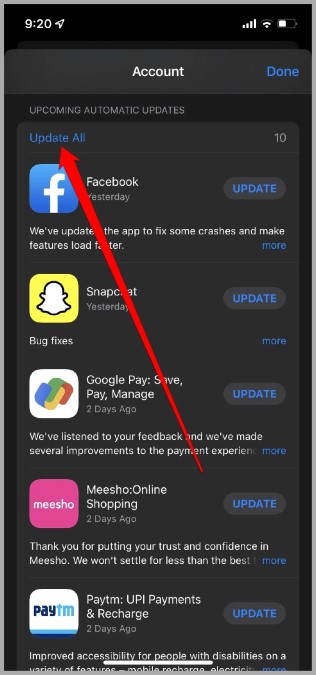 Actualizar todas las aplicaciones en iPhone
