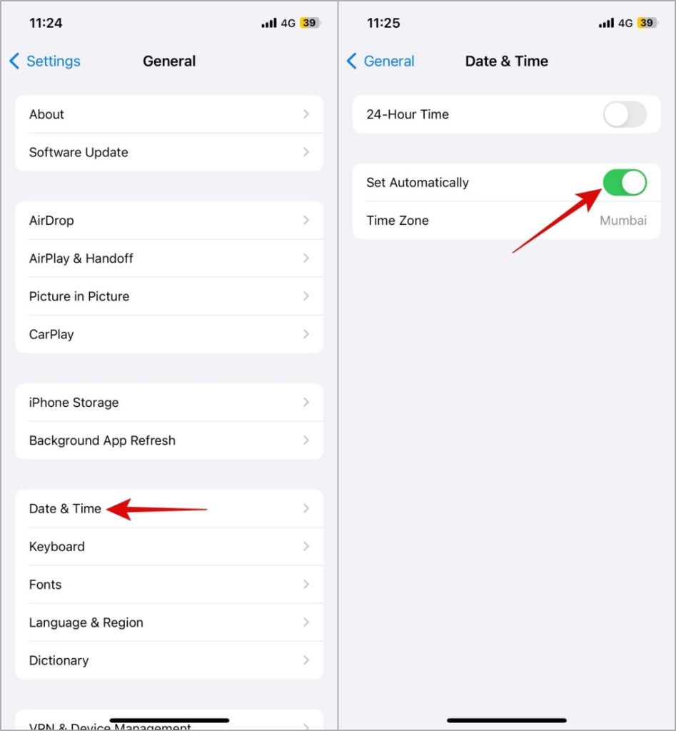 Establezca una fecha y hora automática en el iPhone