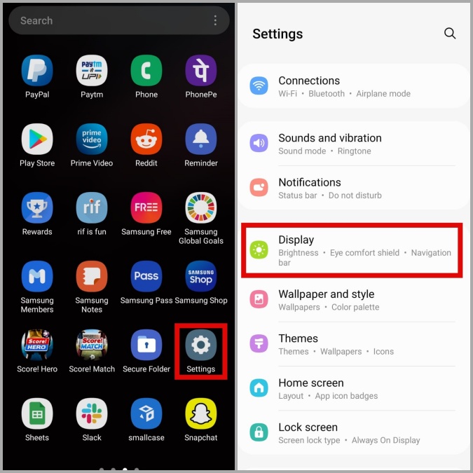 Mostrar configuración en el teléfono Android